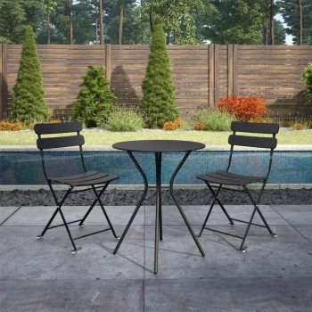 3 Piece Bistro Set Outdoor Patio Garden Dining Table & Chairs Black - Cosco