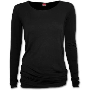 Gothic Elegance Baggy Womens Small Long Sleeve Top - Black