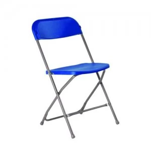 Titan Straight Back Folding Chair Blue TCFLFC1-B