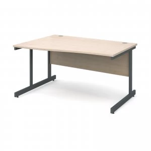 Contract 25 Left Hand Wave Desk 1400mm - Graphite Cantilever Frame ma