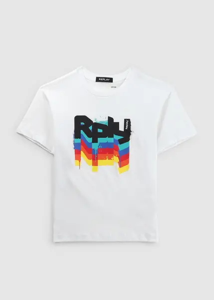 Replay Kids Retro Logo T-Shirt In White