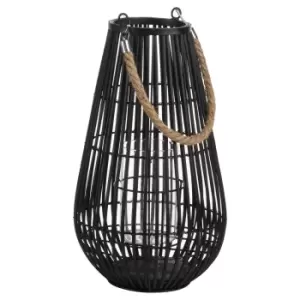 Domed Rattan Lantern With Rope Detail
