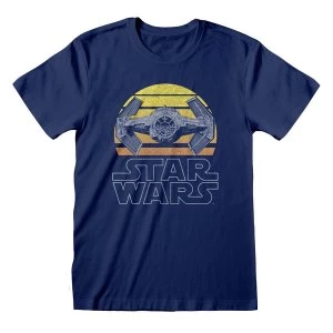 Star Wars - Tie Fighter Moon Unisex Large T-Shirt - Blue
