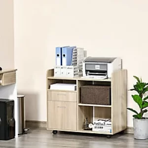 Vinsetto Filing Cabinet Mobile Printer Stand with Adjustable Shelf Brown