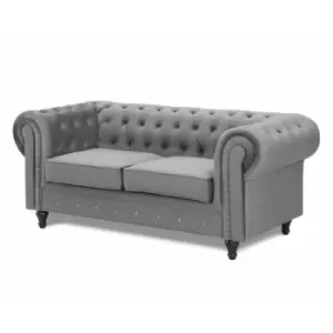 Chesterfield Grey Velvet sofa 2s