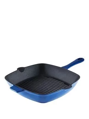 Tower Foundry Blue Cast Iron Grill Pan