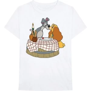 Disney - Lady & The Tramp - Kissing Pose Unisex X-Large T-Shirt - White