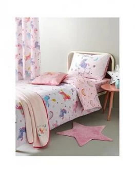 Catherine Lansfield Magical Unicorns Cotton Rich Duvet Cover , Pink, Size Single
