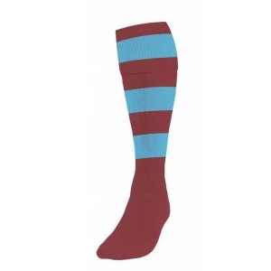 Precision Hooped Football Socks Boys Maroon/Sky