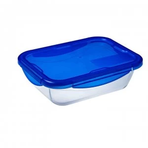 Pyrex 1.7L Dish and Clip Lid - Clear/Blue Lid