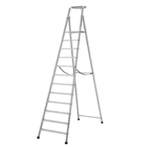 Heavy-Duty 12-Tread Aluminium Step Ladder - 2850mm Platform Height - EN131 Compliant & GS Approved