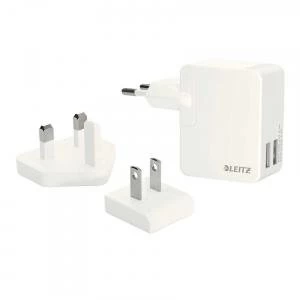 Leitz White Complete Traveller USB Wall Dual Charger 65200001