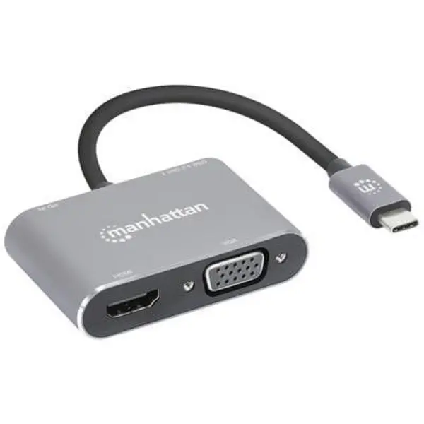 Manhattan Manhattan Laptop docking station USB-C to HDMI & VGA 4-in-1 Docking-Konverter USB-C powered 130691