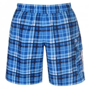 Lonsdale 2 Stripe Checked Shorts Mens - Blue