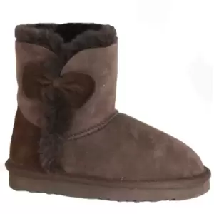 Eastern Counties Leather Childrens/Kids Coco Bow Detail Sheepskin Boots (2 UK) (Chocolate)