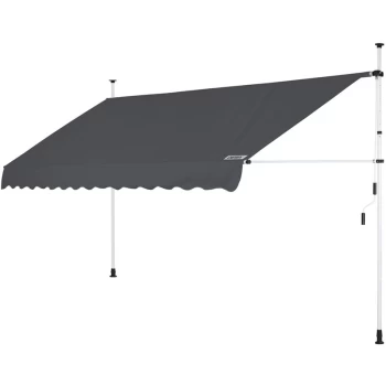 Clamp Awning Telescopic Balcony Canopy 150 - 400cm Retractable Sunshade Anthracite, 200cm (de)