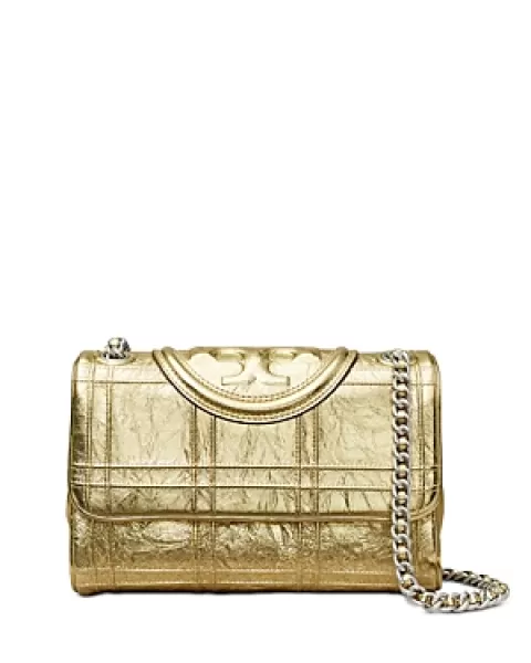 Tory Burch Fleming Soft Metallic Quilted Small Shoulder Bag