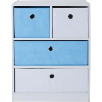 Blue & White 2+2 Kids Storage Cube - White/Blue