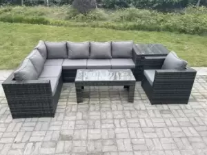 7 Seater Rattan Corner Sofa Lounge Sofa Set With Rectangular Coffee Table With Arm Chair Left Hand