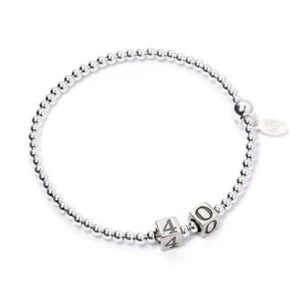40 Number Cubes with Sterling Silver Ball Bead Bracelet