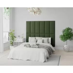 EasyMount Wall Mounted Upholstered Panels, Modular diy Headboard in Plush Velvet Fabric, Forest Green (Pack of 4) - Aspire