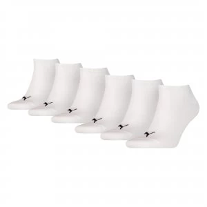 Womens PUMA Unisex Plain Sneaker Socks 6 Pack, White, size 6-8, Clothing