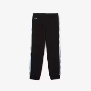 Kids' Lacoste Printed Bands Trackpants Size 12 yrs Black / Blue