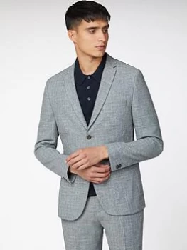 Ben Sherman Broken Check Suit Jacket - Light Grey, Light Grey, Size 38, Men