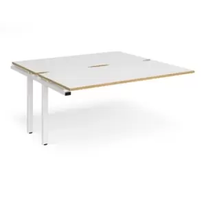 Bench Desk Add On Rectangular Desk 1600mm With Sliding Tops White/Oak Tops With White Frames 1600mm Depth Adapt