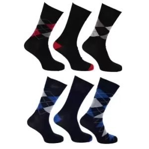 Pierre Roche Mens Premium Collection Pure Natural Argyle Bamboo Calf Socks (6 Pairs) (6-11 UK) (Multi/Red/Blue)