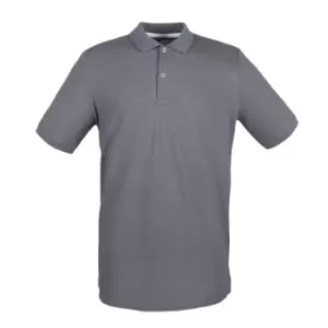 Henbury Mens Modern Fit Cotton Pique Polo Shirt (3XL) (Steel Grey)