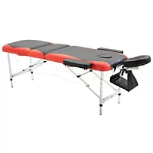 HOMCOM Professional Portable Massage Table with Headrest Black, Red