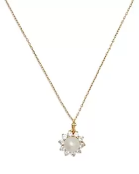 kate spade new york Sunny Pave & Imitation Pearl Halo Pendant Necklace in Gold Tone, Xx-Xx
