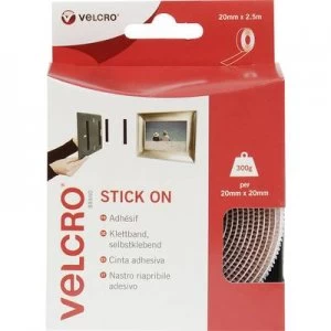 VELCRO VEL-EC60214 Hook-and-loop tape stick-on Hook and loop pad (L x W) 2500 mm x 20 mm White 2.5 m