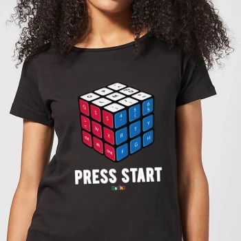 Press Start Womens T-Shirt - Black - L - Black