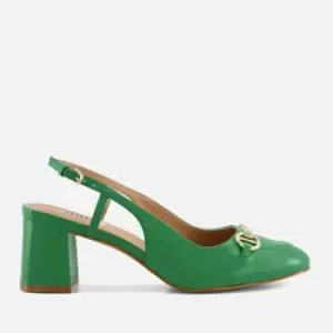 Dune Cassie Leather Block Heeled Court Shoes - UK 4
