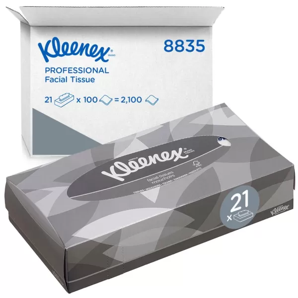 Kleenex Standard Facial Tissue, 2-Ply, 100 Sheets, 185 mm, White