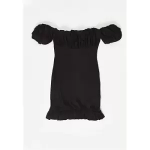 Missguided Bust Puff Sleeve Mini Dress - Black