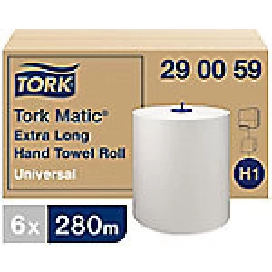 Tork Hand Towels H1 Matic Universal 1 Ply Rolled White 6 Rolls of 1143 Sheets