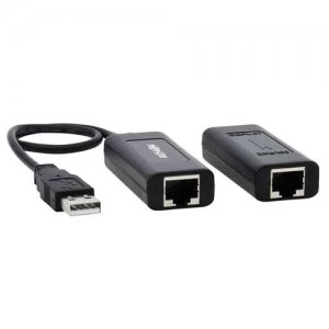 Tripp Lite 1-Port USB over Cat5/Cat6 Extender Kit with Power over Cable - USB 2.0 Up to 164 ft. (50 m) Black