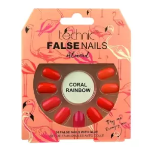 Technic False Nails Almond Coral Rainbow 24 pcs