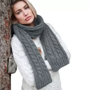 Beechfield Cable Knit Melange Scarf (One Size) (Light Grey)