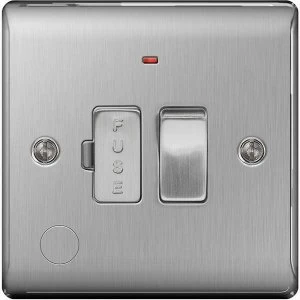 BG Nexus Metal Brushed Steel Fused Spur with Power Indicator Switch and Cable Outlet 13A - NBS53