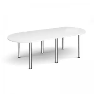 Radial end meeting table 2400mm x 1000mm with 6 chrome radial legs -