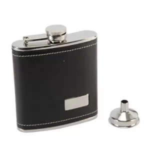 Harvey Makin Black Hip Flask with Engraving Plate & Funnel
