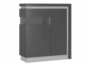 Furniture To Go Lyon Platinum High Gloss and Grey Gloss 2 Door Designer Cabinet LHD Flat Packed