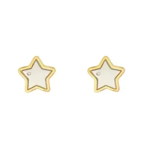 D for Diamond Childrens Silver & Gold Plated Diamond Star Stud Earrings