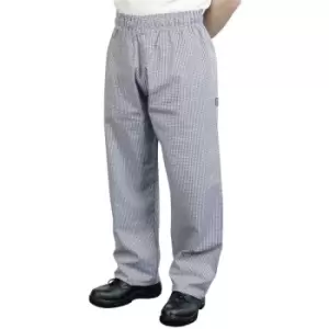 BonChef Check Baggy Mens Chef Trousers (L) (Royal/White) - Royal/White