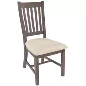 Saltash Pine Kitchen Dining Chairs Padded Fabric Seat Assembled Slat Back Brown - Stained Pine