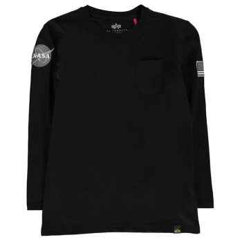 Alpha Industries Nasa Long Sleeve Badge T Shirt - Black